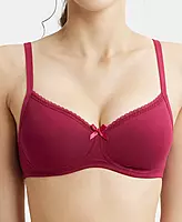 Jockey Wirefree Padded Combed Cotton Elastane Stretch Medium Coverage T-Shirt Bra with Lace Styling - 1723