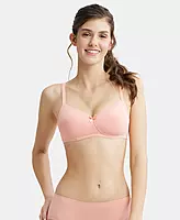 Jockey Wirefree Padded Combed Cotton Elastane Stretch Medium Coverage T-Shirt Bra with Lace Styling - 1723