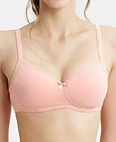 Jockey Wirefree Padded Combed Cotton Elastane Stretch Medium Coverage T-Shirt Bra with Lace Styling - 1723
