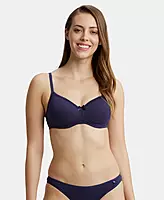 Jockey Wirefree Padded Combed Cotton Elastane Stretch Medium Coverage T-Shirt Bra with Lace Styling - 1723