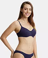 Jockey Wirefree Padded Combed Cotton Elastane Stretch Medium Coverage T-Shirt Bra with Lace Styling - 1723