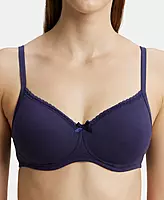 Jockey Wirefree Padded Combed Cotton Elastane Stretch Medium Coverage T-Shirt Bra with Lace Styling - 1723