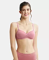 Jockey Wirefree Padded Combed Cotton Elastane Stretch Medium Coverage T-Shirt Bra with Lace Styling - 1723