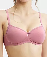 Jockey Wirefree Padded Combed Cotton Elastane Stretch Medium Coverage T-Shirt Bra with Lace Styling - 1723