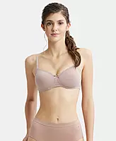 Jockey Wirefree Padded Combed Cotton Elastane Stretch Medium Coverage T-Shirt Bra with Lace Styling - 1723
