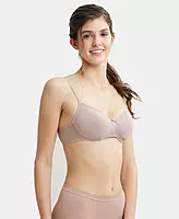 Jockey Wirefree Padded Combed Cotton Elastane Stretch Medium Coverage T-Shirt Bra with Lace Styling - 1723