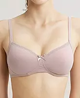 Jockey Wirefree Padded Combed Cotton Elastane Stretch Medium Coverage T-Shirt Bra with Lace Styling - 1723
