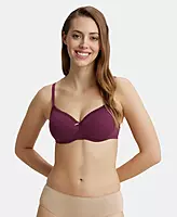 Jockey Wirefree Padded Combed Cotton Elastane Stretch Medium Coverage T-Shirt Bra with Lace Styling - 1723