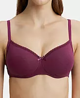 Jockey Wirefree Padded Combed Cotton Elastane Stretch Medium Coverage T-Shirt Bra with Lace Styling - 1723