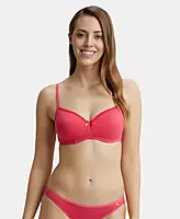 Jockey Wirefree Padded Combed Cotton Elastane Stretch Medium Coverage T-Shirt Bra with Lace Styling - 1723