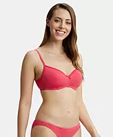 Jockey Wirefree Padded Combed Cotton Elastane Stretch Medium Coverage T-Shirt Bra with Lace Styling - 1723
