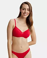 Jockey Wirefree Padded Combed Cotton Elastane Stretch Medium Coverage T-Shirt Bra with Lace Styling - 1723