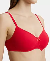 Jockey Wirefree Padded Combed Cotton Elastane Stretch Medium Coverage T-Shirt Bra with Lace Styling - 1723
