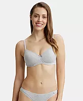 Jockey Wirefree Padded Combed Cotton Elastane Stretch Medium Coverage T-Shirt Bra with Lace Styling - 1723