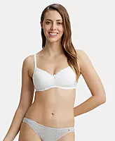 Jockey Wirefree Padded Combed Cotton Elastane Stretch Medium Coverage T-Shirt Bra with Lace Styling - 1723