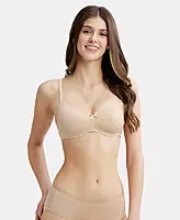 Jockey Wirefree Padded Combed Cotton Elastane Stretch Medium Coverage T-Shirt Bra with Lace Styling - 1723