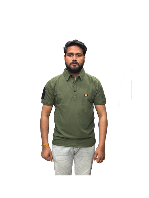 MATTY 2-Zipper half-sleeves Olive color