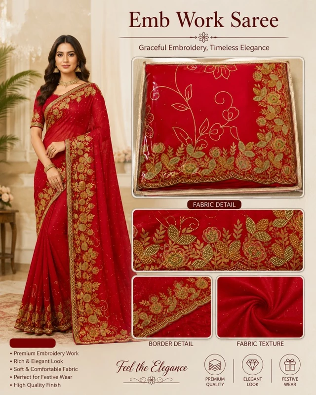 Emb Work Saree DN. 17532-SAR