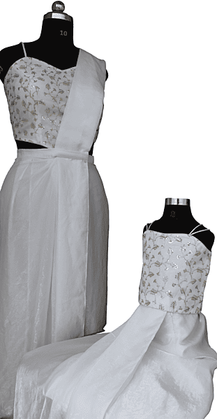 White Gold Embroidered Mother-Daughter Dress