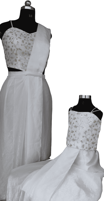 White Gold Embroidered Mother-Daughter Dress