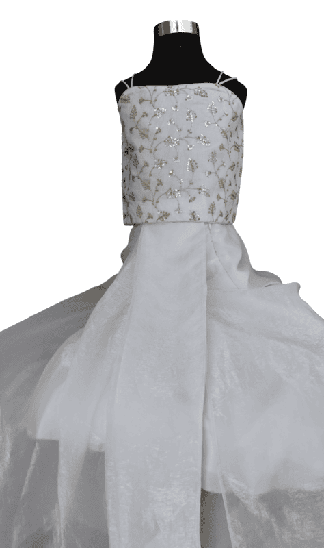 White Gold Embroidered Mother-Daughter Dress