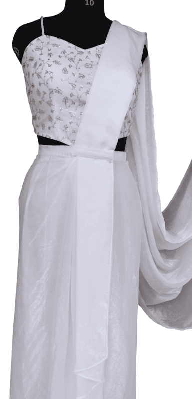 White Gold Embroidered Mother-Daughter Dress