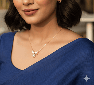 Necklace Three Pearl Stud