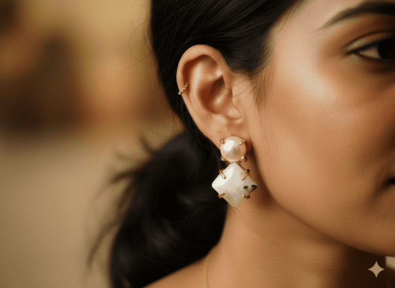 Earring White Pearl White Stud
