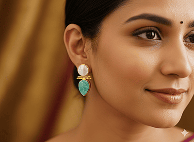 Earring Green and White