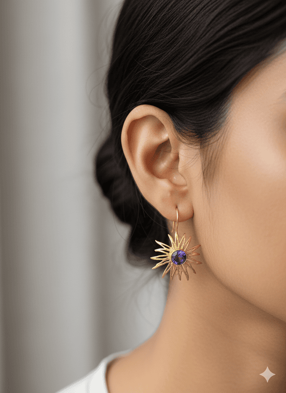 Earring Purple Stone