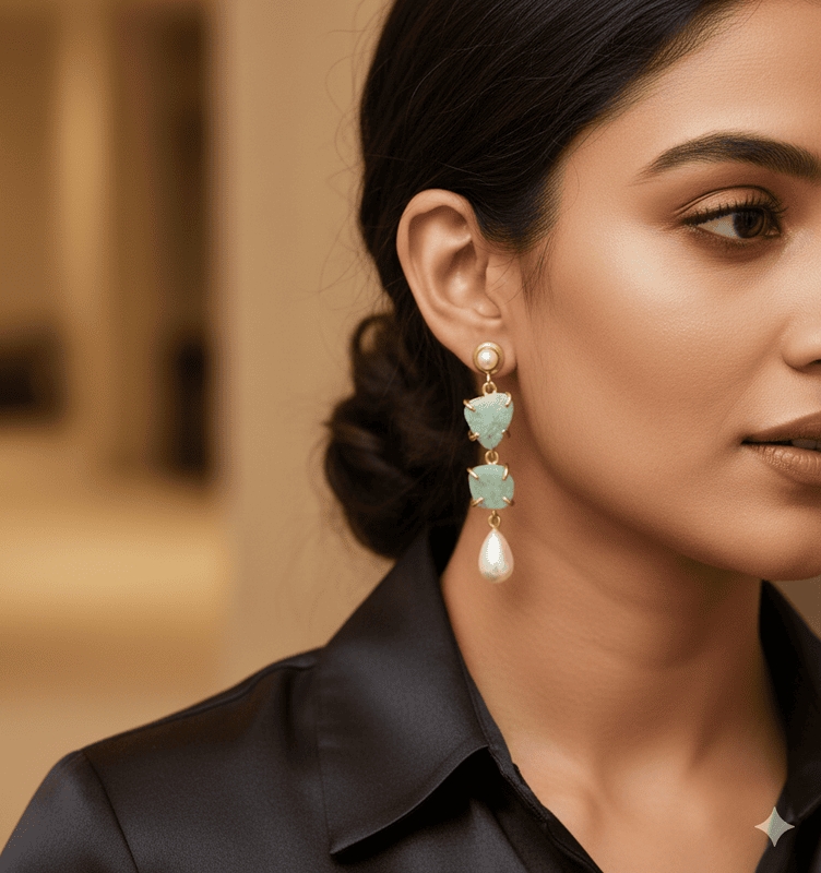 Earring Blue Stone Drop