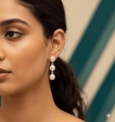 Earring White Three Drop