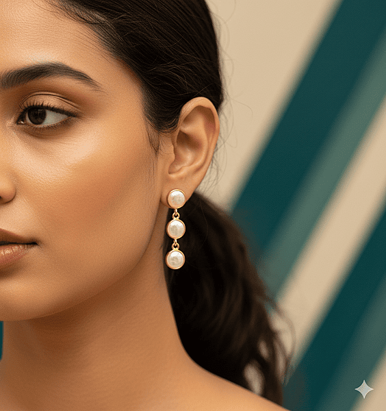 Earring White Three Drop