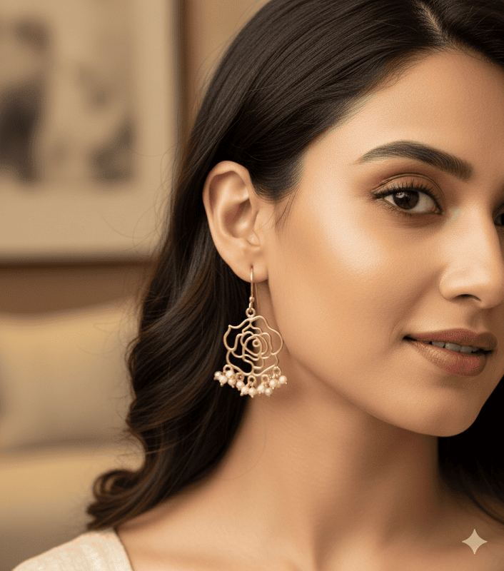 Earring White Multi Pearl Drop