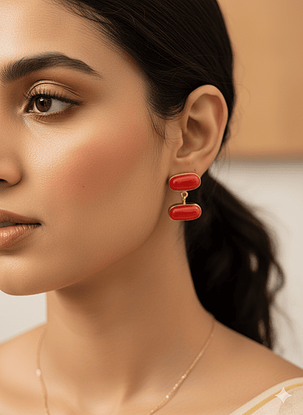 Earring Orange Two Drop