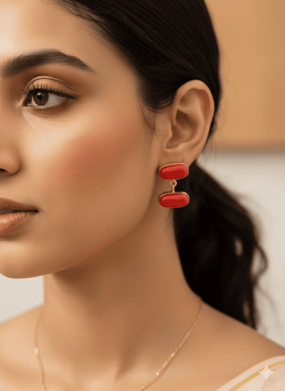 Earring Orange Two Drop