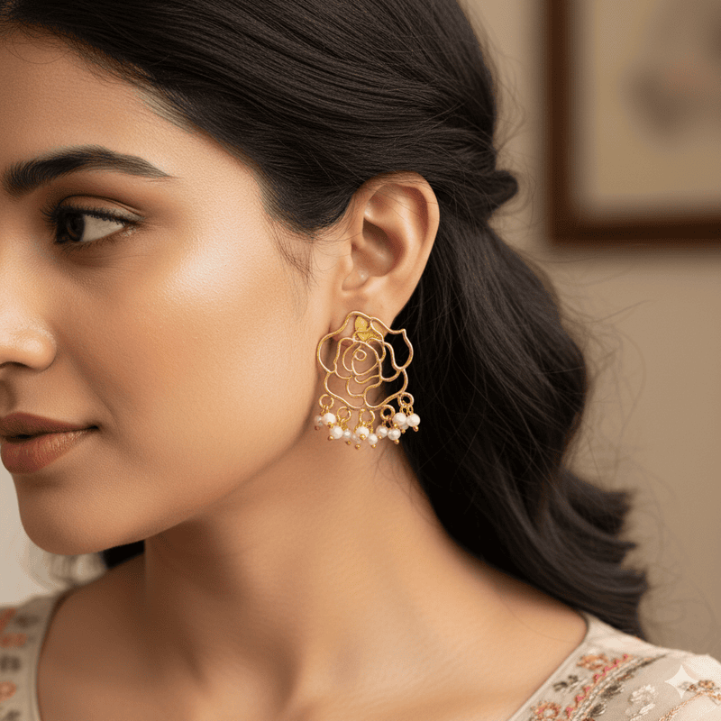 Earring White Drop Multi Pearl