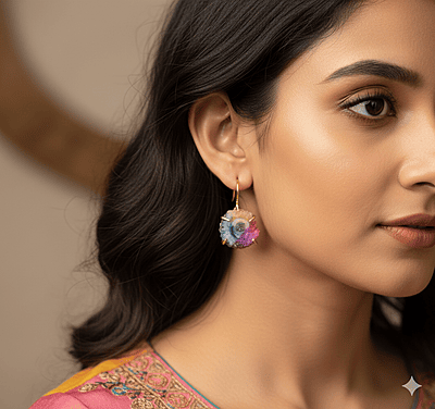 Earring Multi Colour Stone Handing