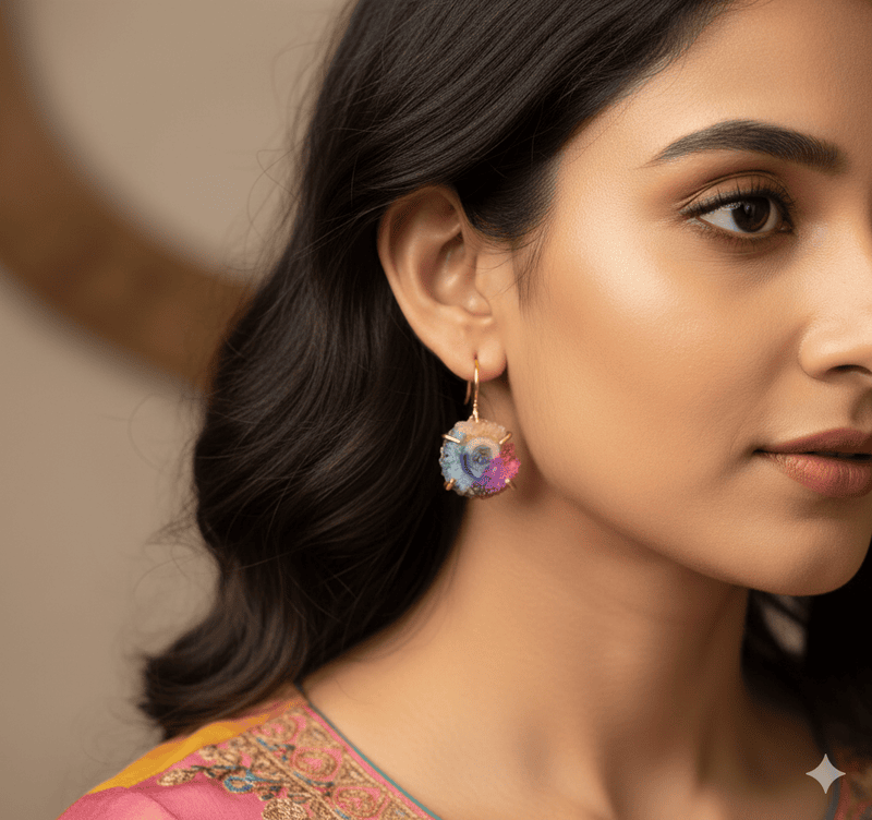 Earring Multi Colour Stone Handing