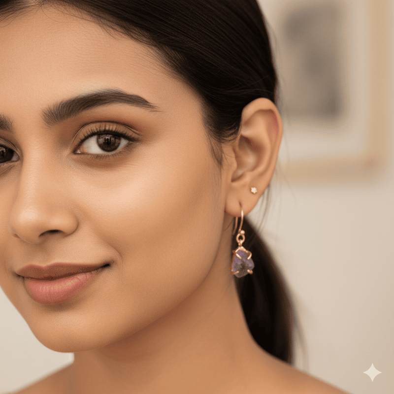 Earring Purple Stone Drop