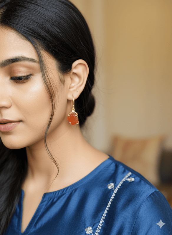 Earring Orange Stone Drop
