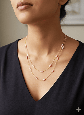 Necklace Pink Glass Beads