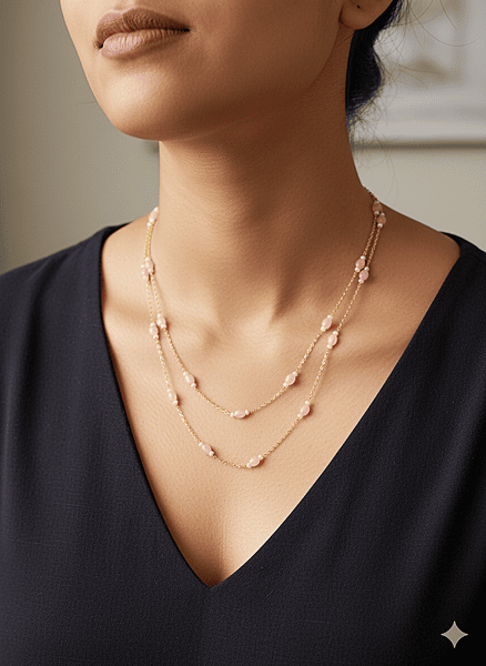 Necklace Pink Glass Beads