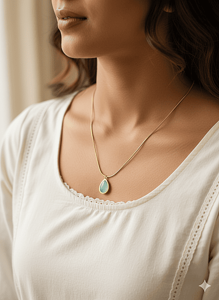 Necklace Stainless Steel Blue