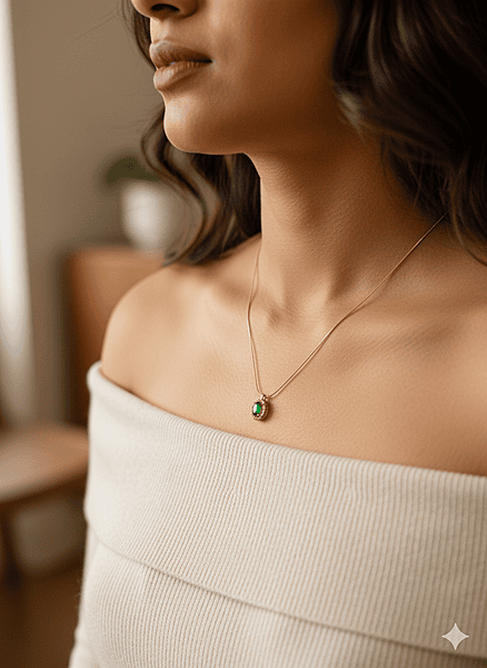 Necklace Stainless Steel Green