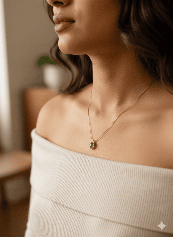 Necklace Stainless Steel Green