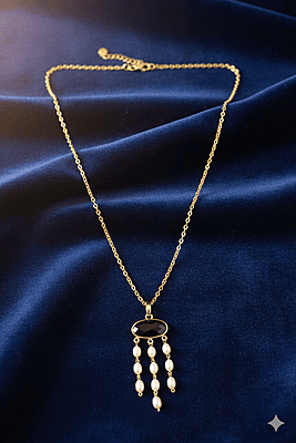 Necklace Black - White Pearl