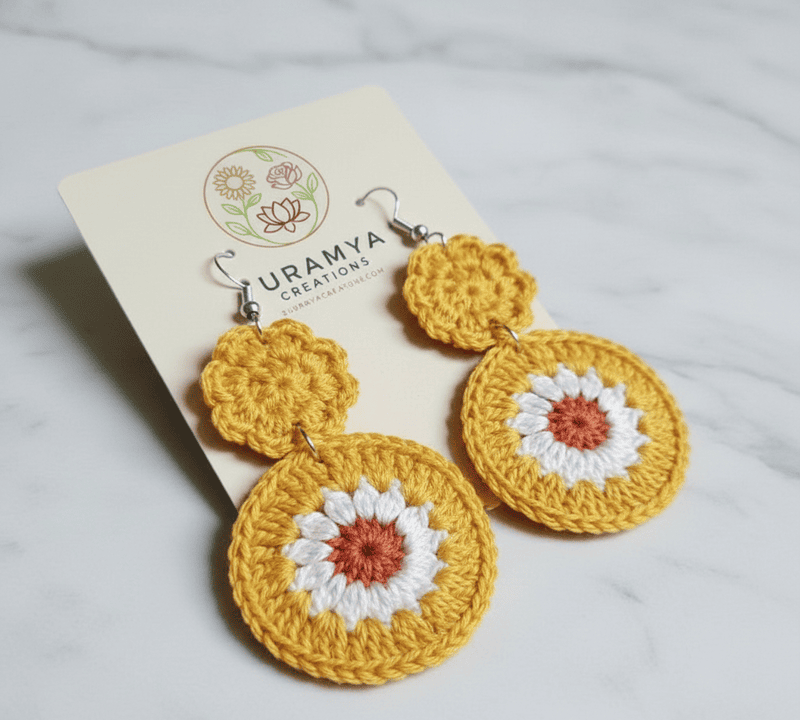 Sunflower Crochet Earrings
