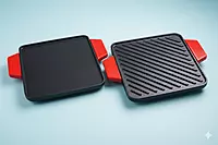 Granny Kitchen Cast Iron Tawa | Pre-Seasoned Heavy Duty Tawa with Silicone Handles