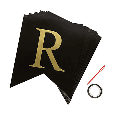 Black & Gold Glitter Ramadan Paper Bunting